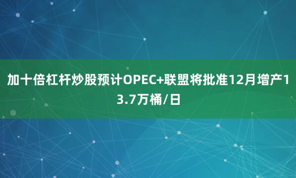 加十倍杠杆炒股预计OPEC+联盟将批准12月增产13.7万桶/日