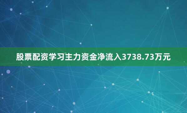 股票配资学习主力资金净流入3738.73万元