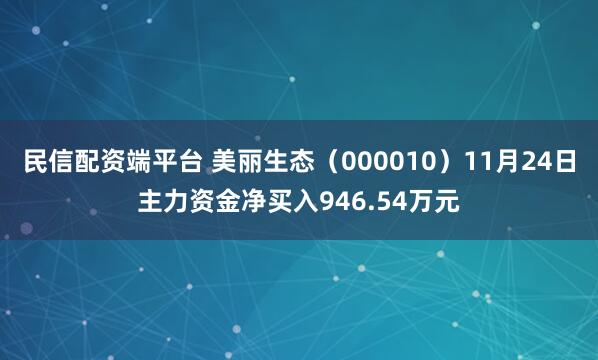 民信配资端平台 美丽生态（000010）11月24日主力资金净买入946.54万元